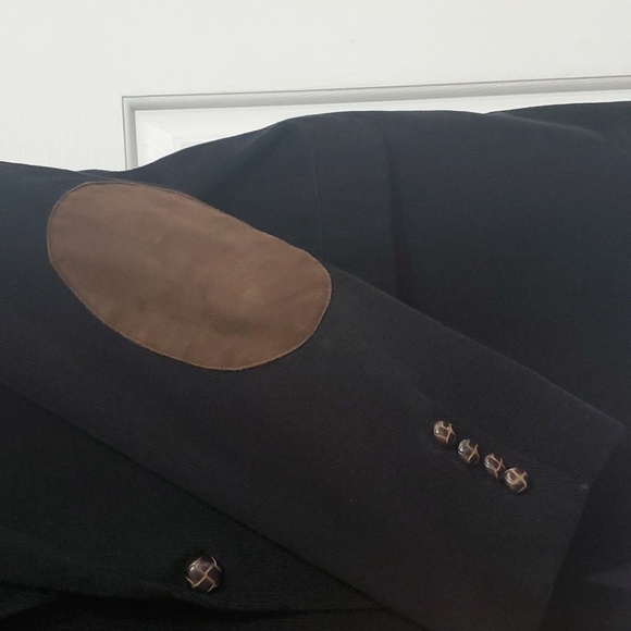 Lauren Ralph Lauren Black Corduroy Blazer w/ Brown Suede Elbow Patches Size 46R - Picture 2 of 7